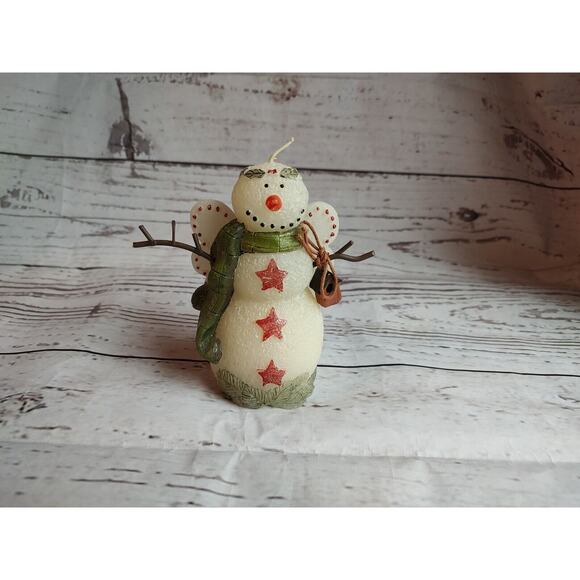 MOLDED SNOWMAN ANGEL Christmas Candle - Picture 1 of 8